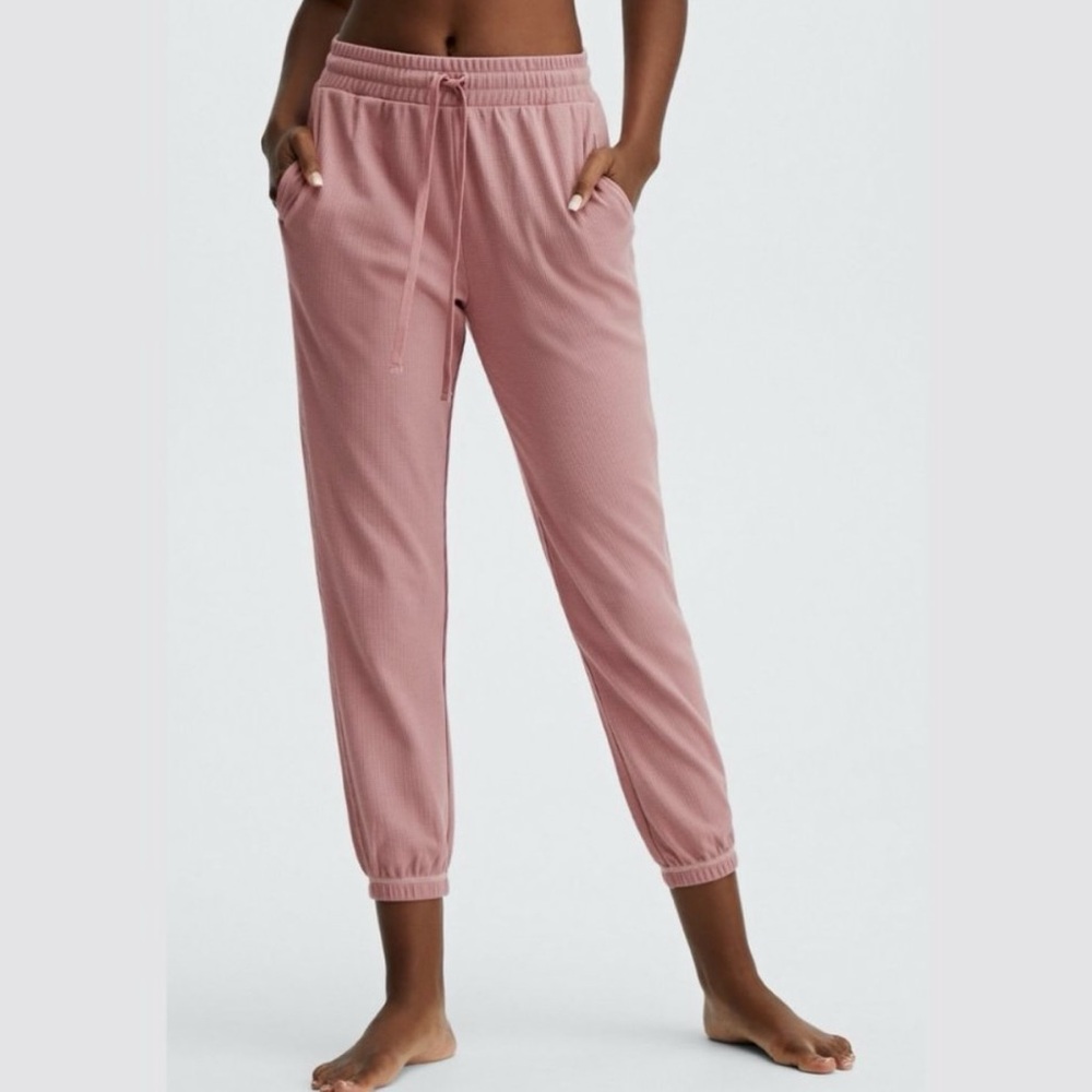 FABLETICS Terra Pink Go-To Waffle Sweatpant Relaxed Lounge Comfy Joggers Size S‎